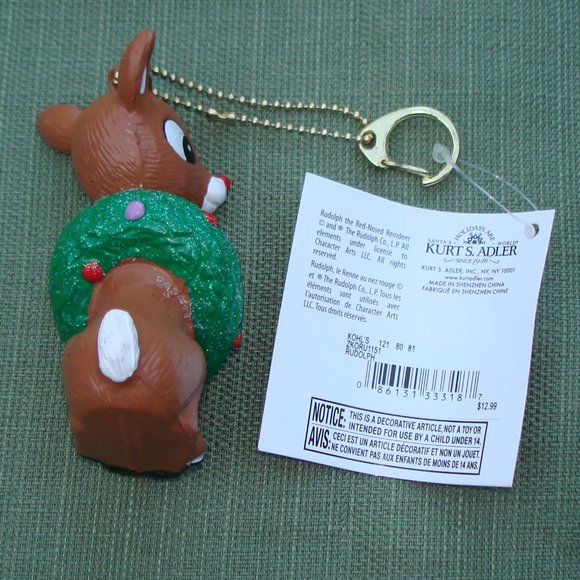 Rudolph the Red Nosed Reindeer Key Chain Christmas Ornament - Picture 3 of 7